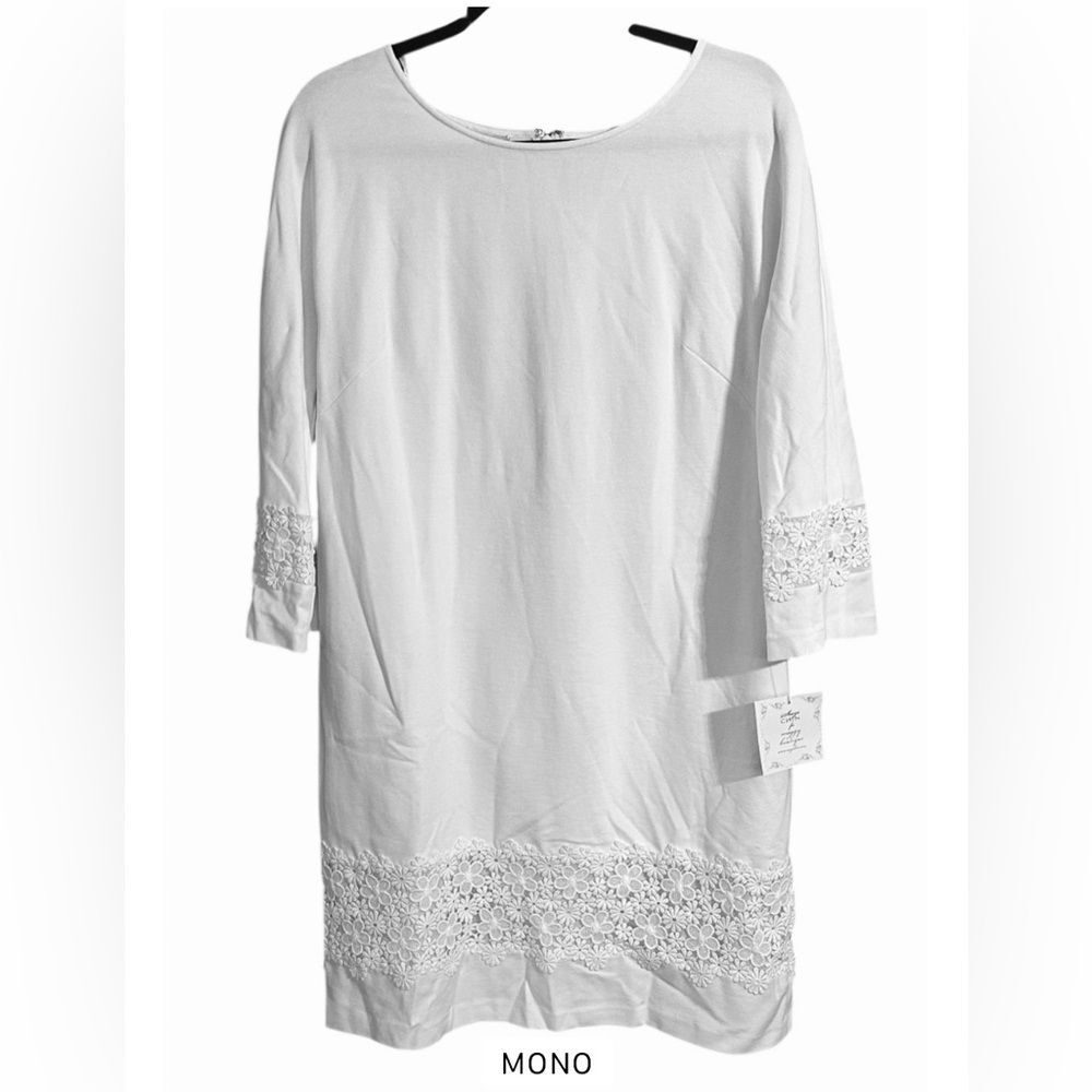 Suzi Chin for Maggy Boutique White Lace Trimmed Dress. Size 12